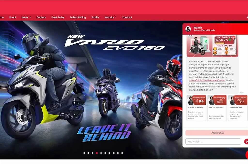 Asisten Virtual Wanda Bantu Pemilik Motor Honda Akses Informasi Servis dan Promo dengan Mudah