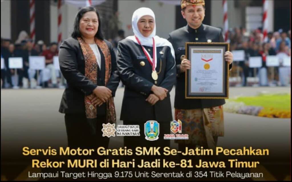 Pecahkan Rekor MURI, Servis Motor Gratis SMK Jatim Lampaui Target