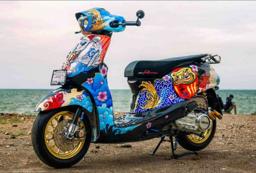Auto Bikin Ngelirik! Modifikasi Yamaha Grand Filano Hybrid Konsep Japan Vibes dan Sporty Look