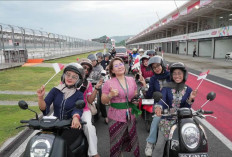 Anggun Berbusana Kebaya, Puluhan Lady Bikers Lombok Taklukkan Lintasan Sirkuit Mandalika