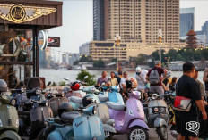 Menikmati Senja di Tepi Sungai Bangkok Sambil Memandangi Vespa Klasik di Vintage Vespa Thai
